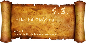 Iritz Bökény névjegykártya